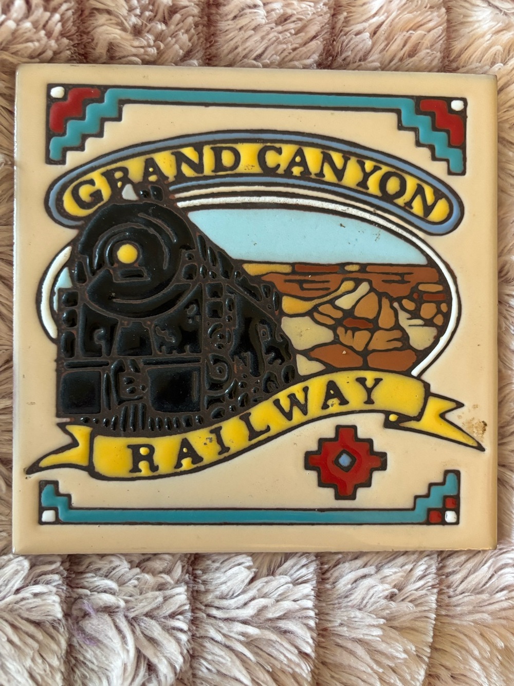 Earthtones Grand Canyon Railway Locomotive #18 Decorative 6” Square Tile